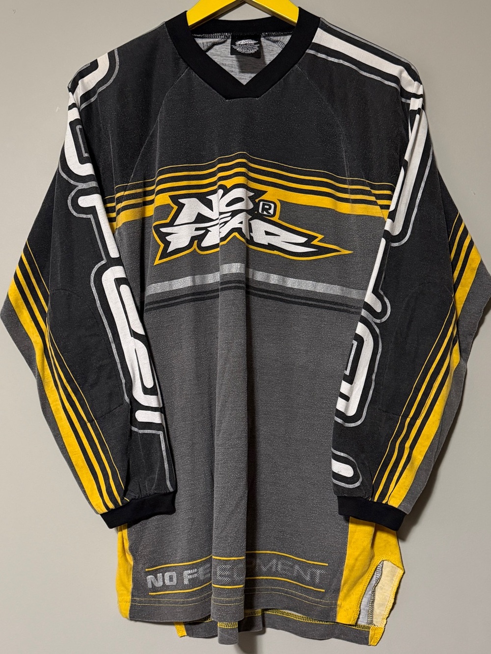 No Fear yellow & grey motocross jersey vintage medium